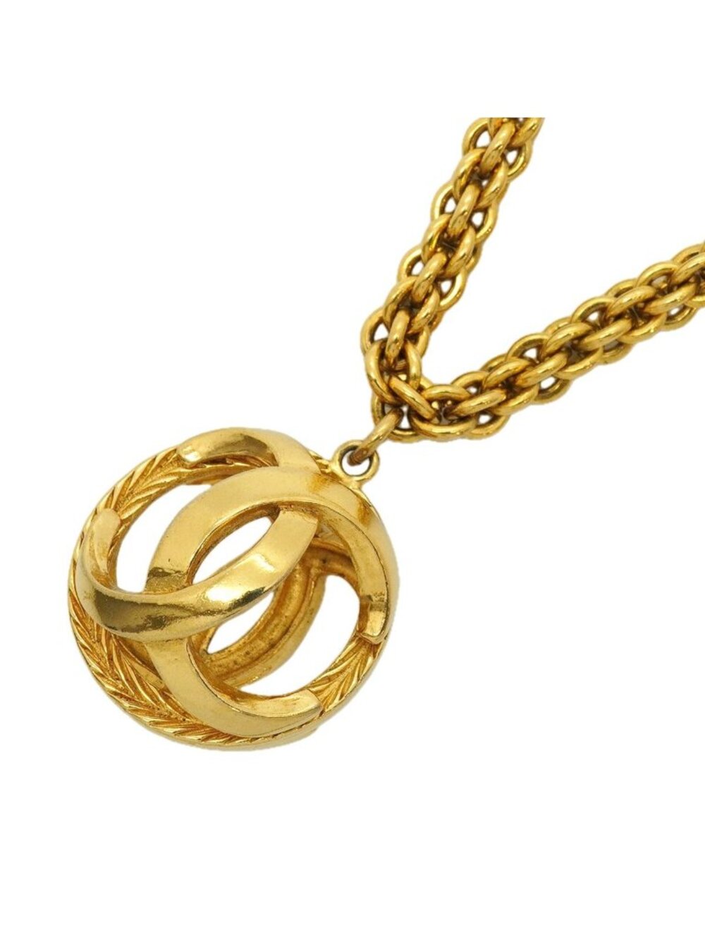 Chanel Necklace Vintage CC Logo Gold Plated